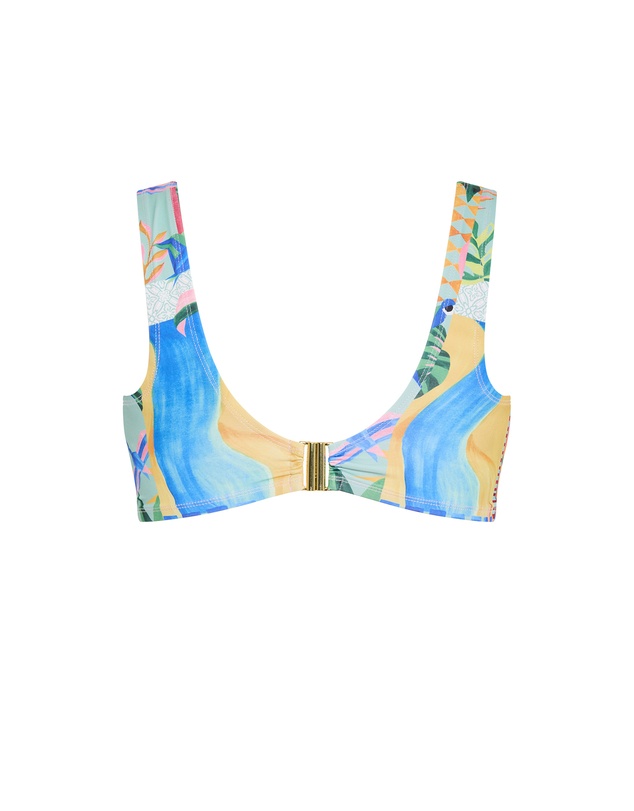 City Chic - Plus size Positano Print Underwire Bikini Top - mint