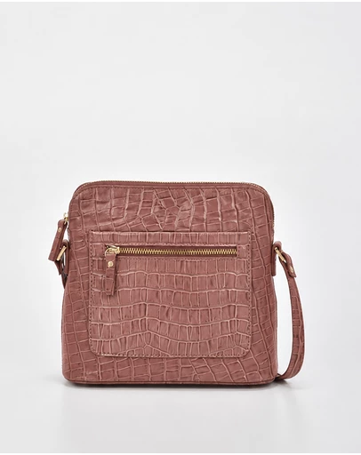 Cobb & Co - Kingsley Croc Leather RFID Safe Crossbody