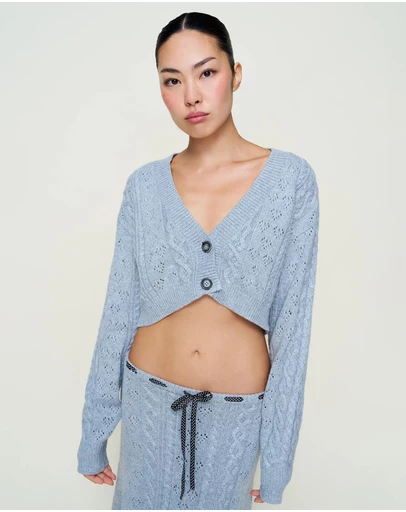 Guizio - Cable Knit Crop Cardigan