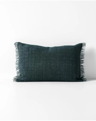 Aura Home - Vintage Linen Fringe Rectangle Cushion