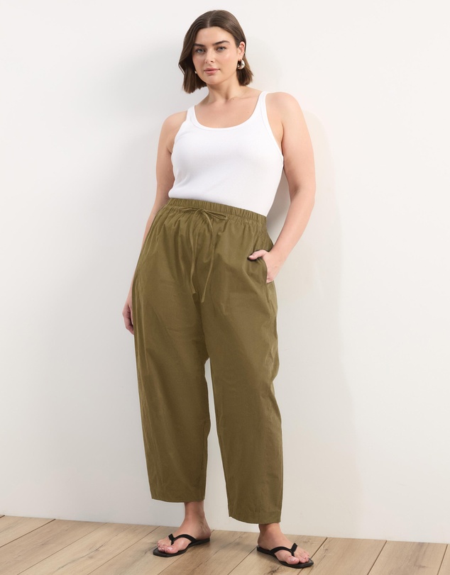 Atmos&Here Curvy - Sienna Cotton Barrel Leg Pants