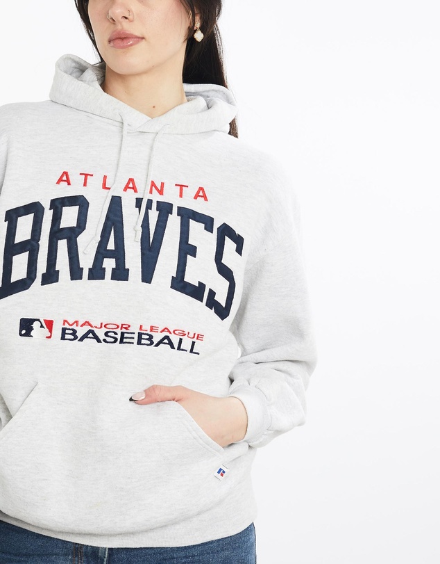 Vintage by The Real Deal - Pre Loved - Vintage 90s Russell Athletic MLB Atlanta Braves Hooded Sweatshirt