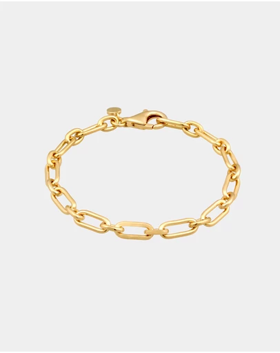 Elli Jewelry - Bracelet Women Basic Link Chain 925 Sterling Silver Gold Plated