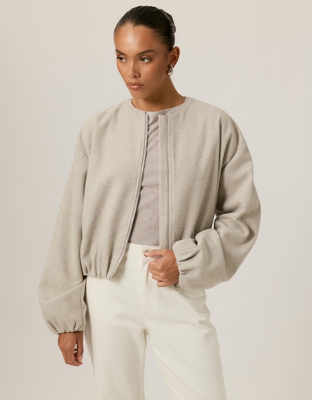 Tussah - Luna Wool Blend Cropped Bomber Jacket