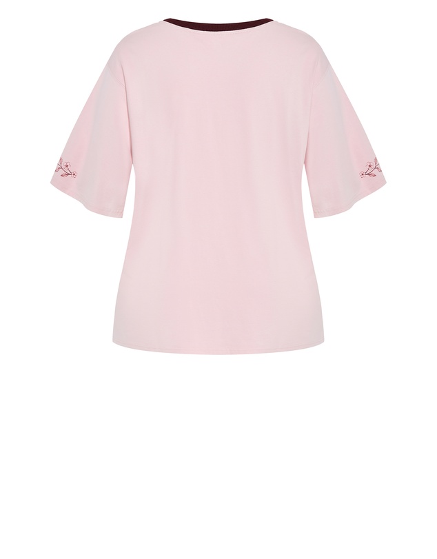 City Chic - Plus size Rodeo Oversized Cotton Tee - rose