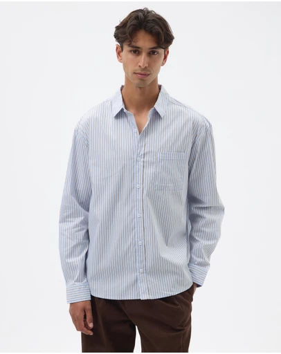 AERE - Stripe Cotton Poplin Boxy Shirt