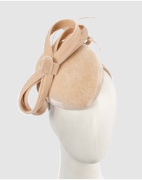 Max Alexander - Velvet Beige Winter Pillbox Fascinator