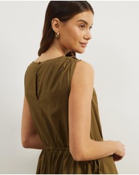 Atmos&Here - Cora Drawstring Poplin Midi Dress