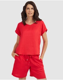 CAMIXA - Martina Linen V-Neck T-shirt