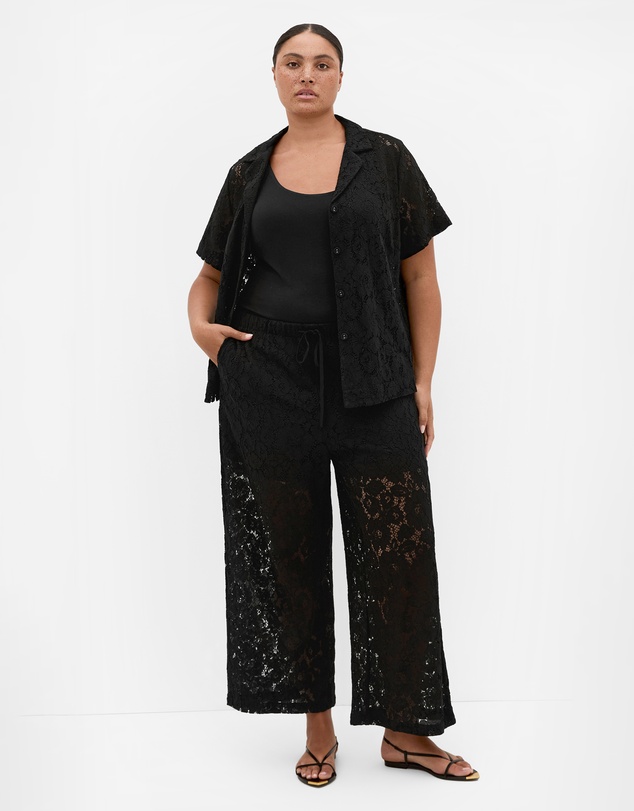 City Chic - Plus size Lani Lace Pant - black