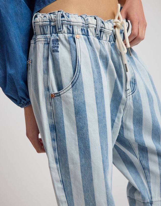ONE TEASPOON - Outcasts Low Waist Drop Crotch Harem Denim Jeans - Beach Club Stripe