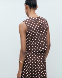 M.N.G - Romeo Polka-Dot Linen Crop Top