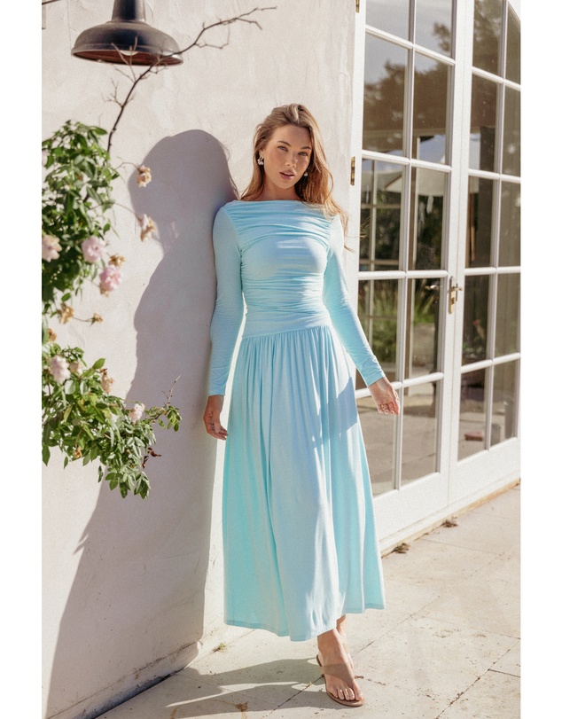 Petal & Pup - Shirley Long Sleeve Maxi Dress - Ice Blue