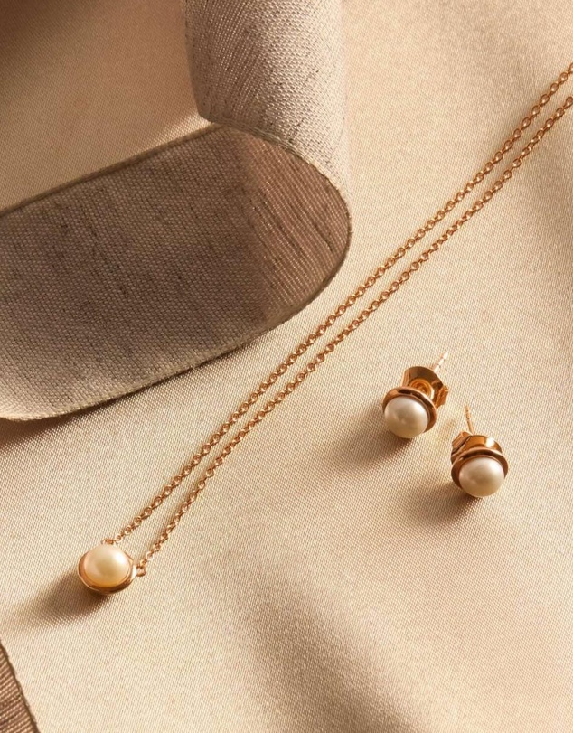 Najo - Moonbeam Rose Gold & Pearl Stud Earring