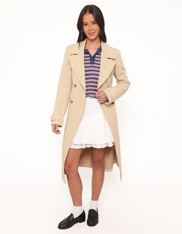 Petal & Pup - Angelique Linen Trench Coat - Oat Linen