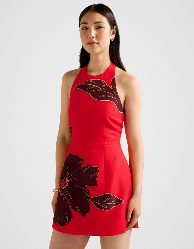 Forever New - Corinna Printed Linen Halter Neck Mini Dress