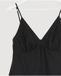 Revibe - Repaired AERE Bree V Neck Linen Maxi Dress - AU 10