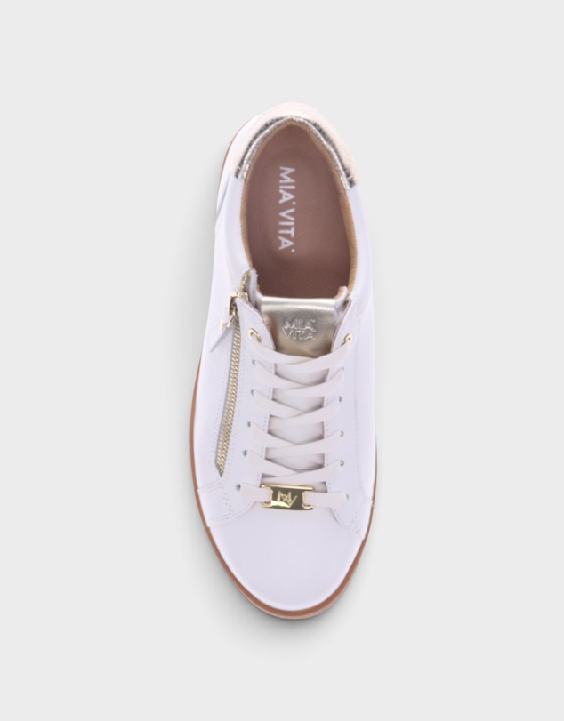 Mia Vita - Luna Zip Casual Sneaker - White/Tan