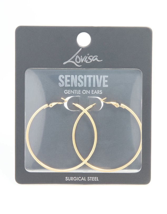 Lovisa - Gold Plated Surgical Steel Hoop Earrings 50 MM