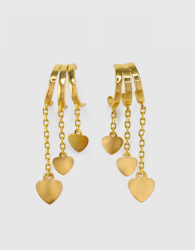 Izoa - Hearts 3-in-1 Trio Huggie Earrings