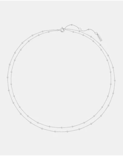 Ania Haie - Silver Double Chain Bead Station Necklace