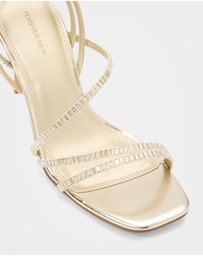 Forever New - Crystal Jewelled Asymmetrical Strap Sandals