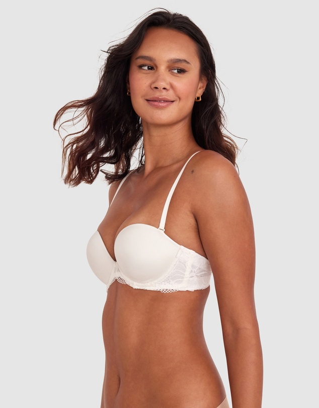 Bras N Things - Body Bliss Lace Strapless Push Up Bra - Ivory