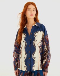 Farm Rio - Arabesque Scarf Long Sleeve Shirt