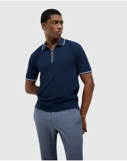 Politix - Morgan Textured Zip-up Polo