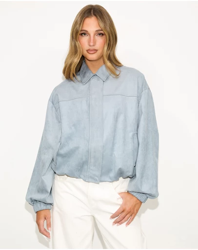 Dazie - Hailey Faux Suede Bomber Jacket