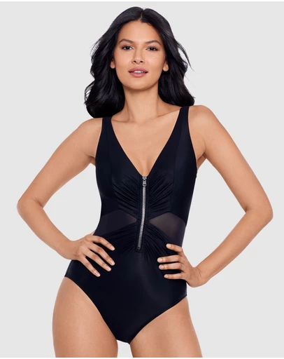 Miraclesuit Swimwear  - Network New Vive Underwire Zip Front One Piece Shaping Swimsuit