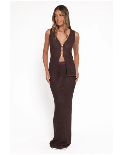 Petal & Pup - Asplie Knit Maxi Skirt - Espresso