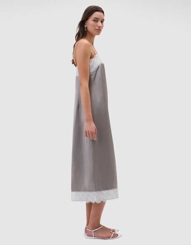 Oroton - Double Satin Lace Trim Slip Dress