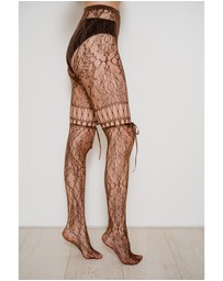 High Heel Jungle - Chevonne Lace And Satin Fishnet Tights