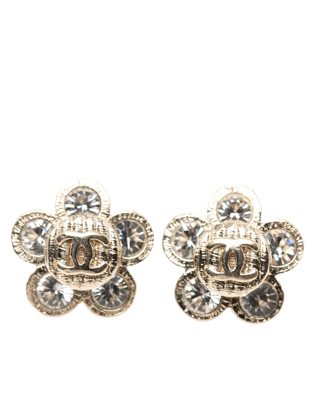 Pre-Loved by Azura Reborn - Pre-Loved Gold Plated CC Crystal Floral Push Back Earrings