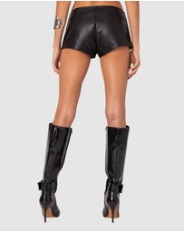 EDIKTED - Zippy Faux Leather Micro Shorts