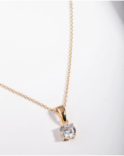 Lovisa - Gold Plated Sterling Silver 1 Carat Cubic Zirconia Necklace