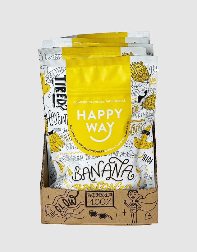 Happy Way - Banana Bonanza Whey Protein Powder 6 Sample Packs