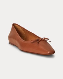 Polo Ralph Lauren - Pointed Leather Ballet Flats - Women's