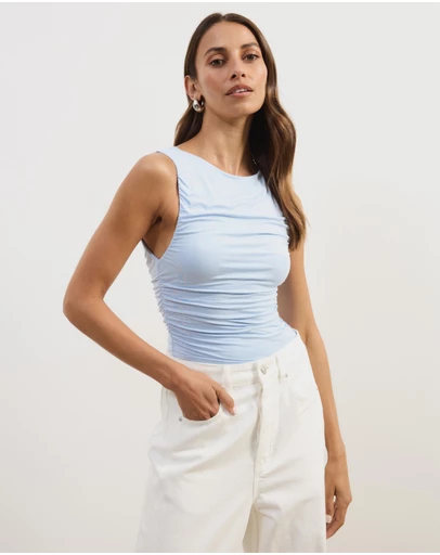 Atmos&Here - Effie Sleeveless Gathered Jersey Bodysuit