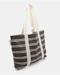 Morgan & Taylor - Dune Beach Tote Bag in Chocolate Brown and White Stripe