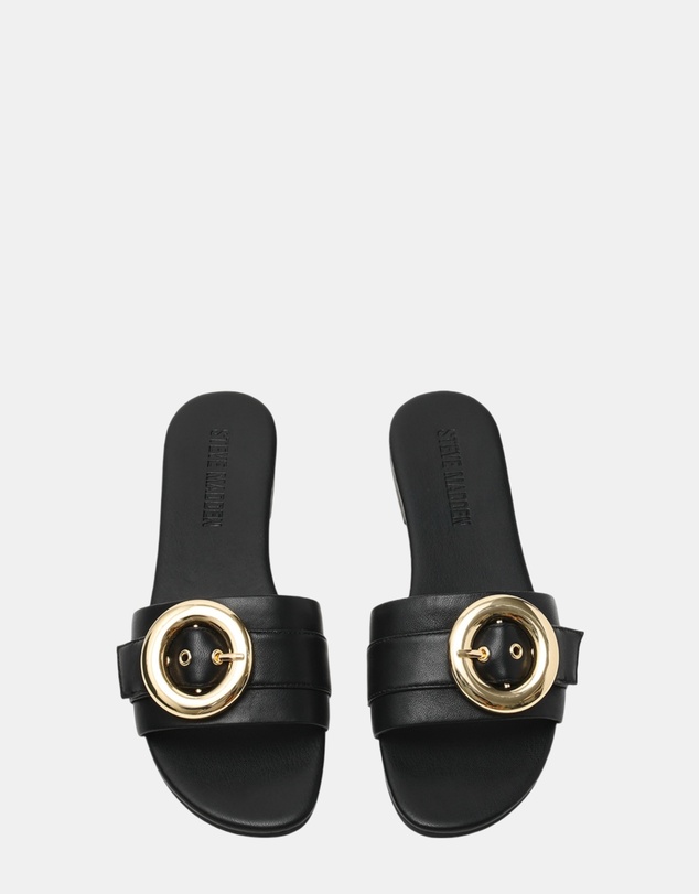 Steve Madden - Marta Black Leather Sandals