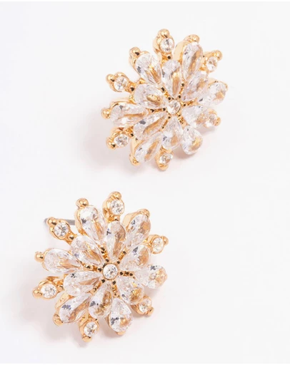 Lovisa - Gold Plated Large Round Floral Stud Earrings