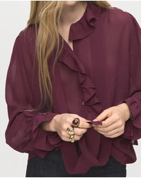 M.N.G - Ruffled Blouse With Scarf