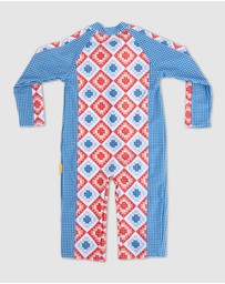 Tyoub - Tyoub Baby Sun-Safe Zip-Up Swimsuit Retro Granny Square