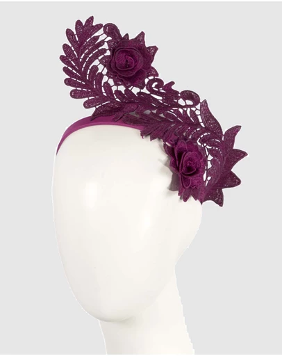 Max Alexander - Wine Lace Crown Headband Fascinator
