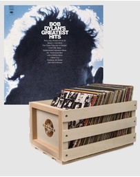 Sony Music - Crosley Record Storage Crate & Bob Dylan Greatest Hits Vinyl Album Bundle