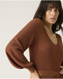 MOS The Label - Scarlet Knit Pattern Midi Dress 