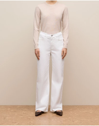 Trenery - Cotton Blend Wide Leg Jean in White