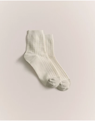Trenery - Textured Grid Crew Sock in Marshmallow